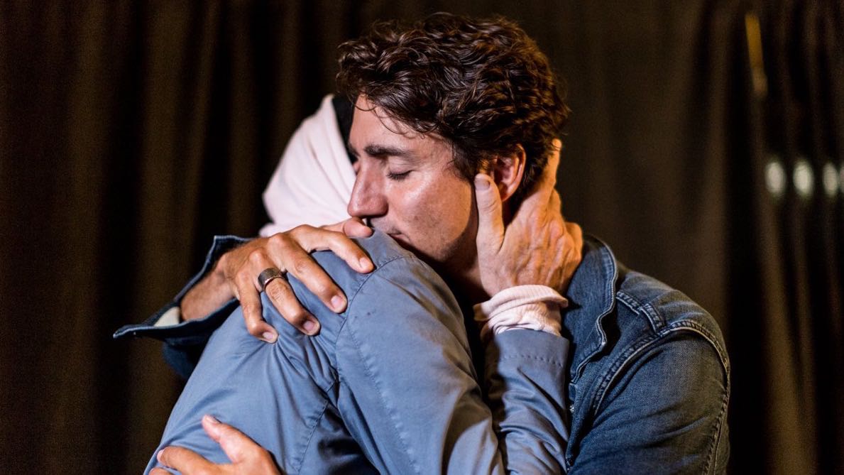 justin trudeau and gordie downie, hugging, unashamed
